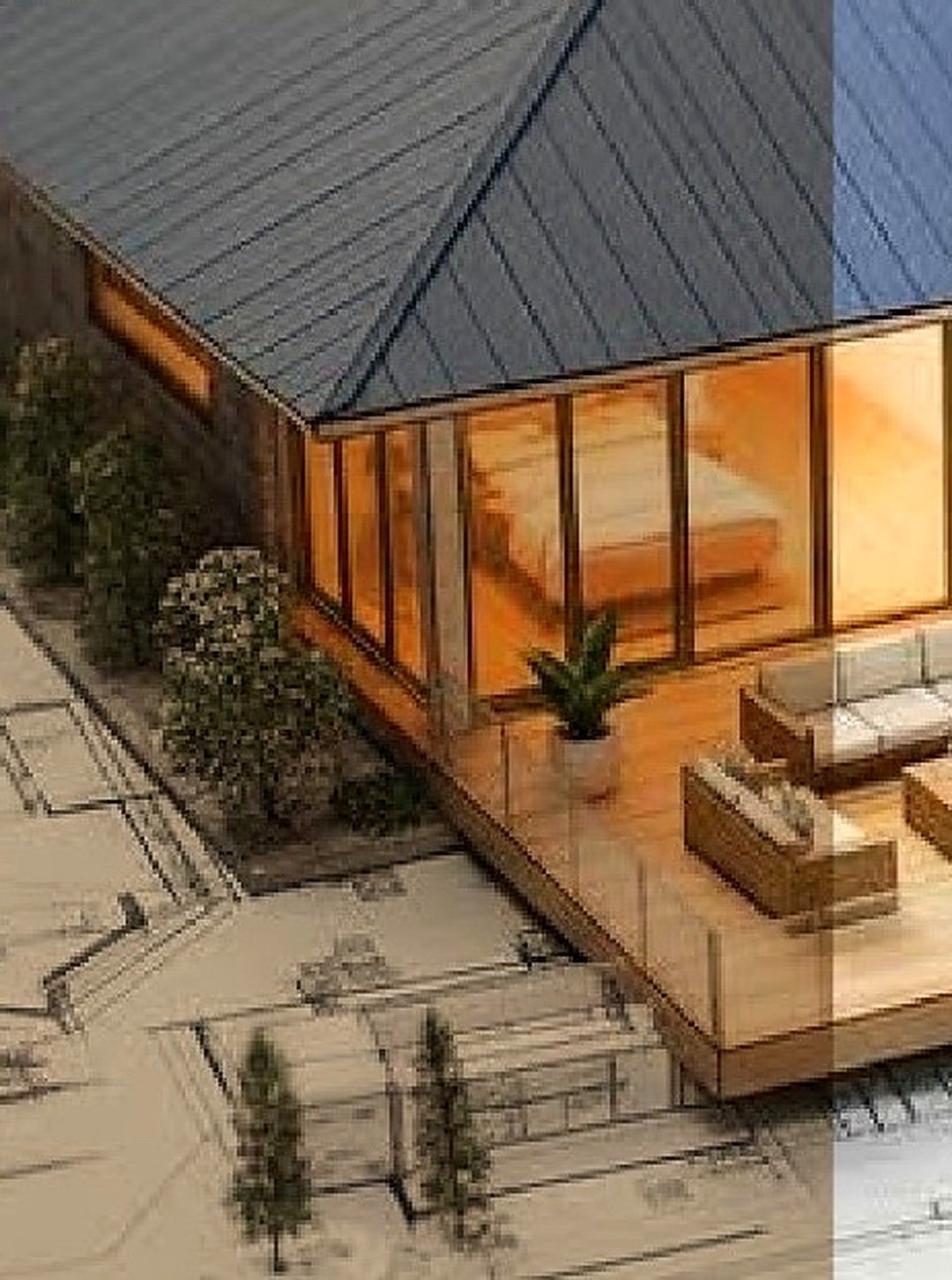 Floor-to-ceiling glass wall
